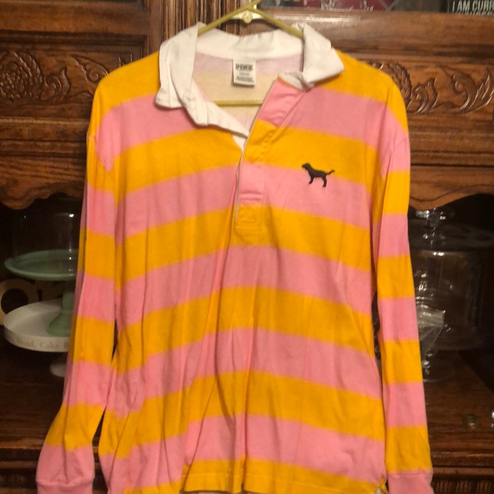 Long Selves Pink and Yellow Polo By Pink